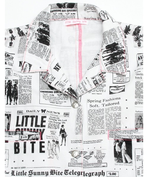 Little sunny bite（リトルサニーバイト）の「shana sadeghi-ray x little sunny bite Original news paper print shirts（シャツ/ブラウス・レディース・ホワイト系その他・SMALL/MEDIUM）」の4枚目の写真