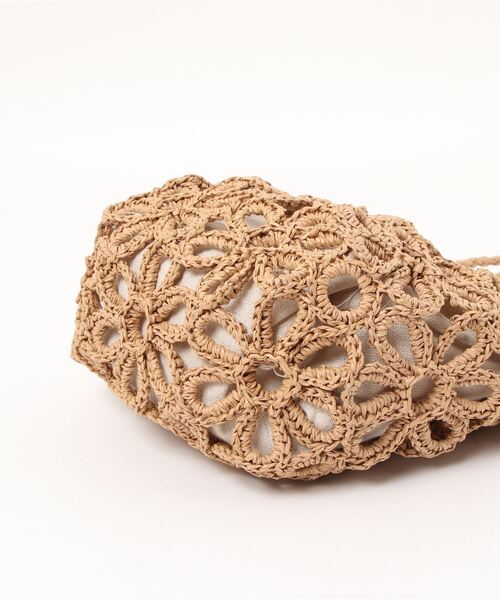 FREE'S MART（フリーズマート）の「フラワー雑材バッグ（トートバッグ・レディース・ライトグリーン/ベージュ・ﾌﾘ-）」の3枚目の写真