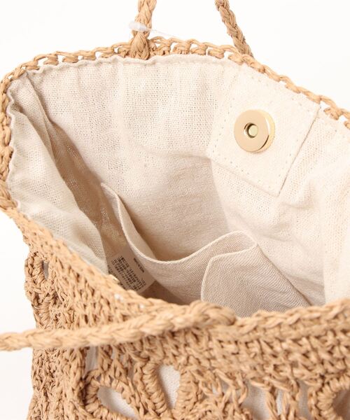 FREE'S MART（フリーズマート）の「フラワー雑材バッグ（トートバッグ・レディース・ライトグリーン/ベージュ・ﾌﾘ-）」の5枚目の写真