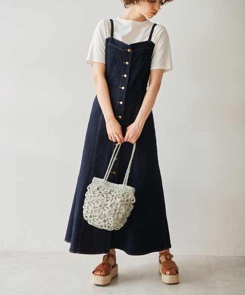 FREE'S MART（フリーズマート）の「フラワー雑材バッグ（トートバッグ・レディース・ライトグリーン/ベージュ・ﾌﾘ-）」の9枚目の写真