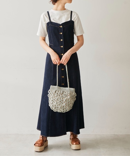 FREE'S MART（フリーズマート）の「フラワー雑材バッグ（トートバッグ・レディース・ライトグリーン/ベージュ・ﾌﾘ-）」の10枚目の写真