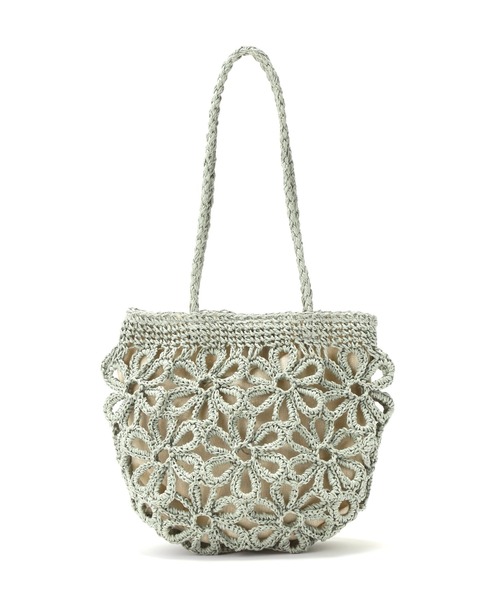 FREE'S MART（フリーズマート）の「フラワー雑材バッグ（トートバッグ・レディース・ライトグリーン/ベージュ・ﾌﾘ-）」の12枚目の写真