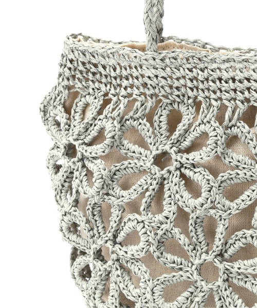 FREE'S MART（フリーズマート）の「フラワー雑材バッグ（トートバッグ・レディース・ライトグリーン/ベージュ・ﾌﾘ-）」の14枚目の写真