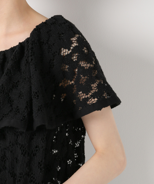 【美品】 イエナ Cafissiフラワーレースブラウス 近年モデル ニット 半袖 セール】Cafissi フラワーレースブラウス（シャツ/ブラウス