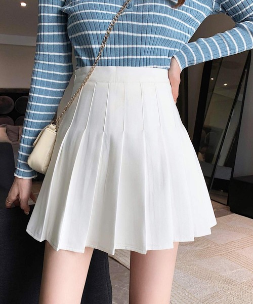 shopnikoniko（ショップニコニコ）の「プリーツ ミニ スカート インナーパンツ（スカート・レディース・ホワイト/ブラック・フリー）」の6枚目の写真