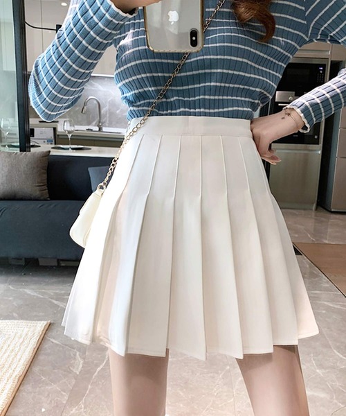 shopnikoniko（ショップニコニコ）の「プリーツ ミニ スカート インナーパンツ（スカート・レディース・ホワイト/ブラック・フリー）」の7枚目の写真