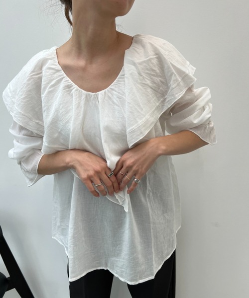 y/m by misato(イムバイミサト)の「フリルビックカラーブラウス(シャツ/ブラウス・レディース・オフホワイト/イエロー・FREE)」の17枚目の写真