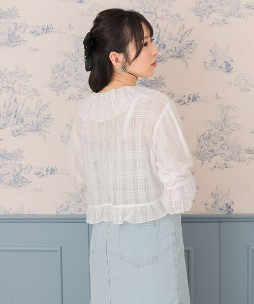 ems excite（エムズエキサイト）の「シアーチェックフリルカーデ（カーディガン/ボレロ・レディース・オフホワイト/イエロー/ブルー・FREE）」の10枚目の写真