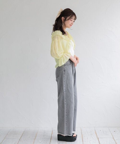 ems excite（エムズエキサイト）の「シアーチェックフリルカーデ（カーディガン/ボレロ・レディース・オフホワイト/イエロー/ブルー・FREE）」の13枚目の写真