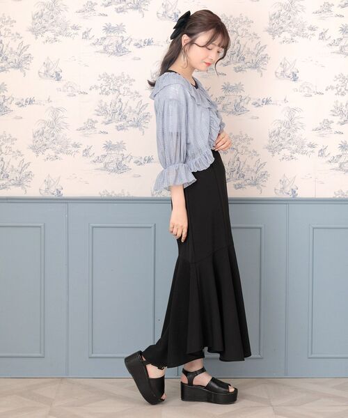 ems excite（エムズエキサイト）の「シアーチェックフリルカーデ（カーディガン/ボレロ・レディース・オフホワイト/イエロー/ブルー・FREE）」の21枚目の写真