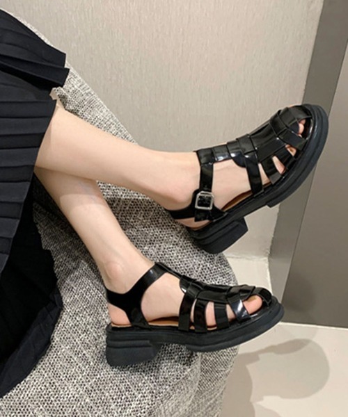 Doula Doula（ドゥーラドゥーラ）の「フラットグルカサンダル（サンダル・レディース・ブラック/ベージュ・S/M/L）」の7枚目の写真