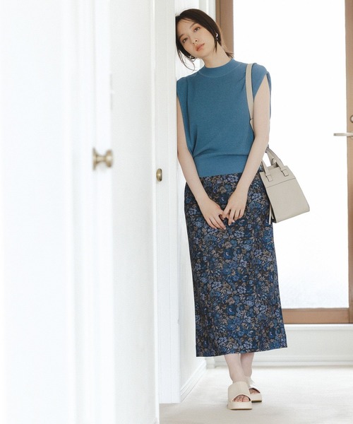 Andemiu（アンデミュウ）の「【3サイズ展開】ゴブランＩラインスカート123113（スカート・レディース・ピンク/ブルー/アイボリー・SMALL/MEDIUM/X-SMALL）」の4枚目の写真