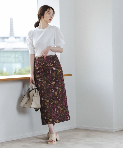 Andemiu（アンデミュウ）の「【3サイズ展開】ゴブランＩラインスカート123113（スカート・レディース・ピンク/ブルー/アイボリー・SMALL/MEDIUM/X-SMALL）」の6枚目の写真