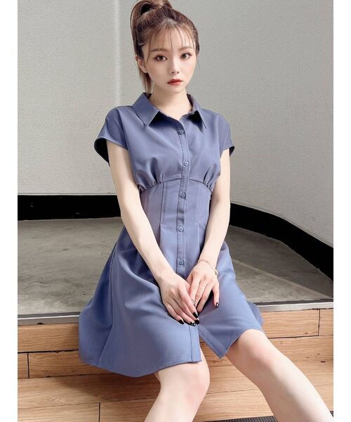 RESEXXY（リゼクシー）の「コルセットシャツワンピース（ワンピース・レディース・ホワイト/ピンク/ブルー/ブラック・FREE）」の4枚目の写真