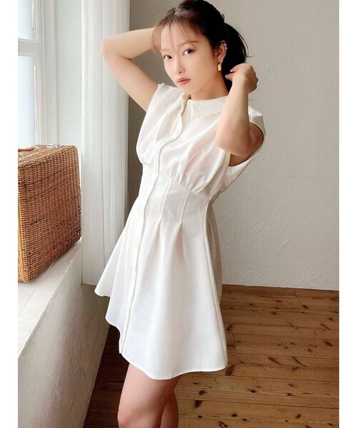 RESEXXY（リゼクシー）の「コルセットシャツワンピース（ワンピース・レディース・ホワイト/ピンク/ブルー/ブラック・FREE）」の11枚目の写真