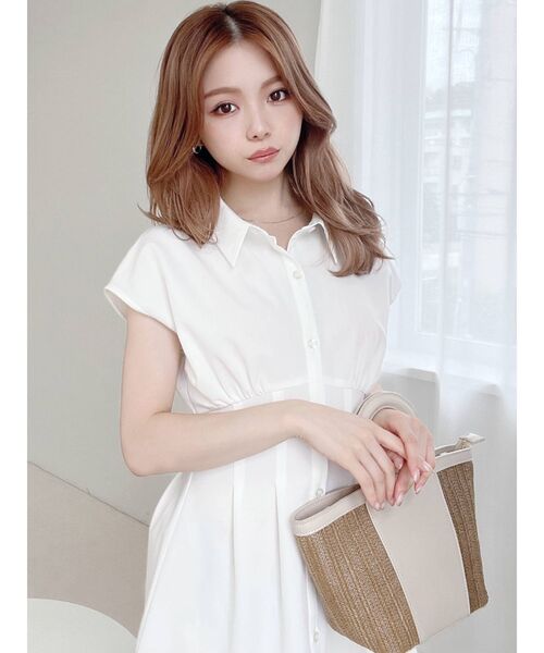 RESEXXY（リゼクシー）の「コルセットシャツワンピース（ワンピース・レディース・ホワイト/ピンク/ブルー/ブラック・FREE）」の6枚目の写真