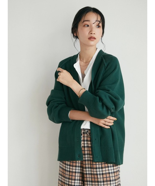 CRAFT STANDARD BOUTIQUE(クラフトスタンダードブティック)の「Vネックアウトリンキングカーディガン *◆(カーディガン/ボレロ・レディース・ブラック/ネイビー/レッド/グリーン/ライトベージュ・M/L)」の18枚目の写真