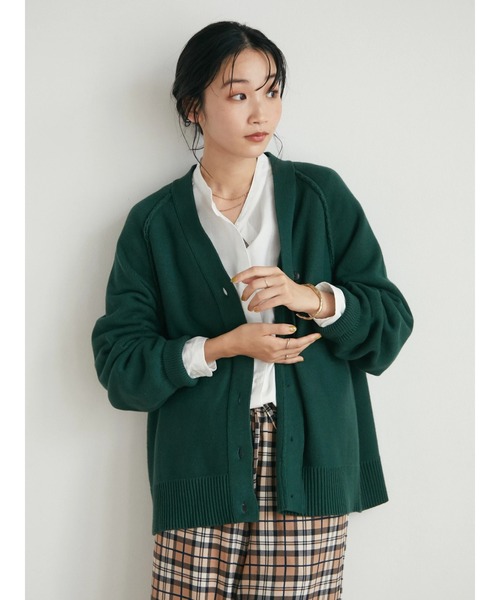 CRAFT STANDARD BOUTIQUE(クラフトスタンダードブティック)の「Vネックアウトリンキングカーディガン *◆(カーディガン/ボレロ・レディース・ブラック/ネイビー/レッド/グリーン/ライトベージュ・M/L)」の22枚目の写真