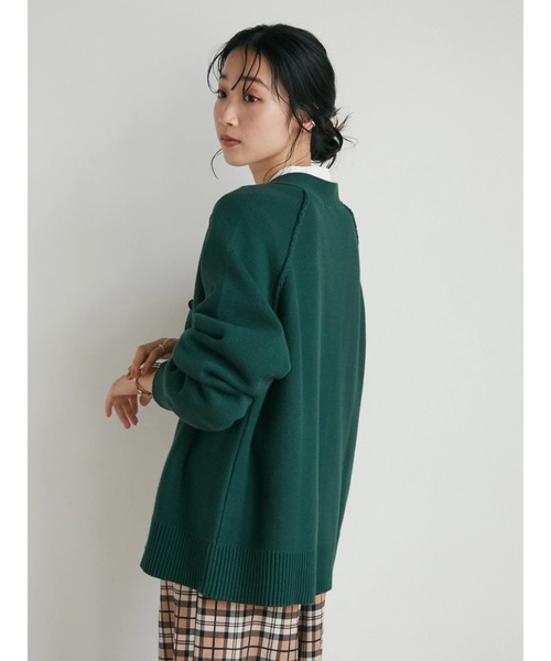 CRAFT STANDARD BOUTIQUE(クラフトスタンダードブティック)の「Vネックアウトリンキングカーディガン *◆(カーディガン/ボレロ・レディース・ブラック/ネイビー/レッド/グリーン/ライトベージュ・M/L)」の16枚目の写真
