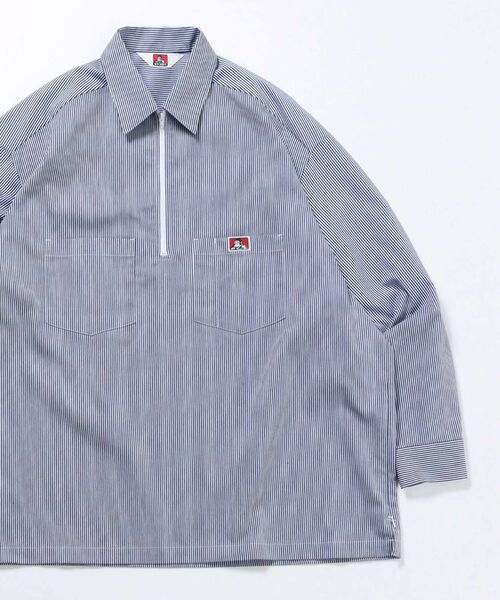 BEN DAVIS(ベンデイビス)の「【BEN DAVIS(ベン デイビス)】BIG HALF ZIP L/S SHIRT / ビッグ ハーフジップ ワンポイント 長袖 シャツ(シャツ/ブラウス・メンズ・ブラック/ネイビー/その他1/その他2・MEDIUM/LARGE/X-LARGE)」の3枚目の写真