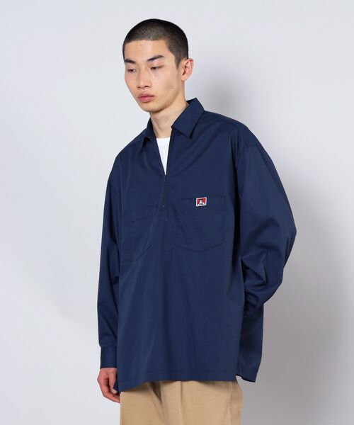 BEN DAVIS(ベンデイビス)の「【BEN DAVIS(ベン デイビス)】BIG HALF ZIP L/S SHIRT / ビッグ ハーフジップ ワンポイント 長袖 シャツ(シャツ/ブラウス・メンズ・ブラック/ネイビー/その他1/その他2・MEDIUM/LARGE/X-LARGE)」の5枚目の写真