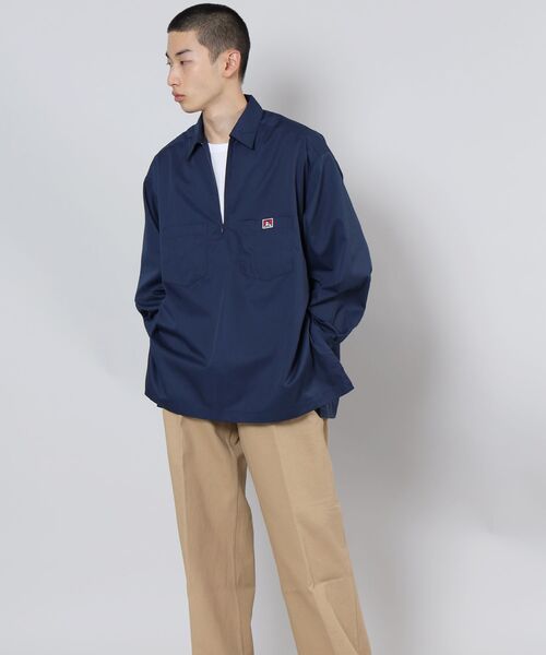 BEN DAVIS(ベンデイビス)の「【BEN DAVIS(ベン デイビス)】BIG HALF ZIP L/S SHIRT / ビッグ ハーフジップ ワンポイント 長袖 シャツ(シャツ/ブラウス・メンズ・ブラック/ネイビー/その他1/その他2・MEDIUM/LARGE/X-LARGE)」の7枚目の写真