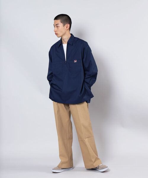 BEN DAVIS(ベンデイビス)の「【BEN DAVIS(ベン デイビス)】BIG HALF ZIP L/S SHIRT / ビッグ ハーフジップ ワンポイント 長袖 シャツ(シャツ/ブラウス・メンズ・ブラック/ネイビー/その他1/その他2・MEDIUM/LARGE/X-LARGE)」の8枚目の写真