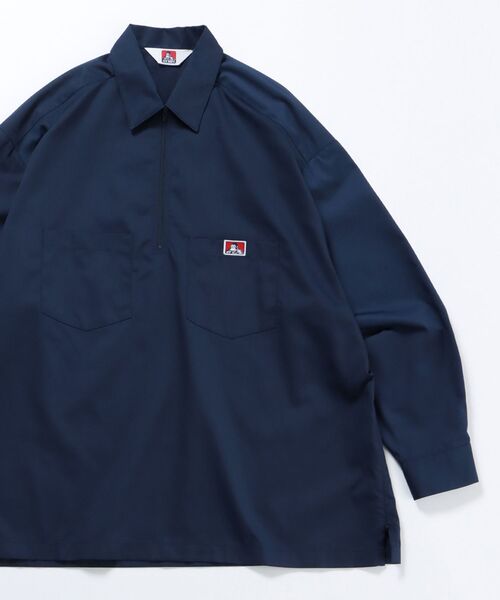 BEN DAVIS(ベンデイビス)の「【BEN DAVIS(ベン デイビス)】BIG HALF ZIP L/S SHIRT / ビッグ ハーフジップ ワンポイント 長袖 シャツ(シャツ/ブラウス・メンズ・ブラック/ネイビー/その他1/その他2・MEDIUM/LARGE/X-LARGE)」の13枚目の写真