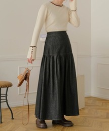 デニムティアードボリュームスカート