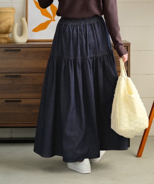 Bab（バブ）の「デニムティアードボリュームスカート（デニムスカート・レディース・ブラック/ブルー・M）」の6枚目の写真