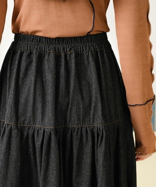 Bab（バブ）の「デニムティアードボリュームスカート（デニムスカート・レディース・ブラック/ブルー・M）」の14枚目の写真