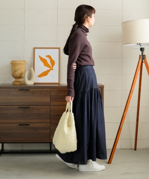 Bab（バブ）の「デニムティアードボリュームスカート（デニムスカート・レディース・ブラック/ブルー・M）」の17枚目の写真