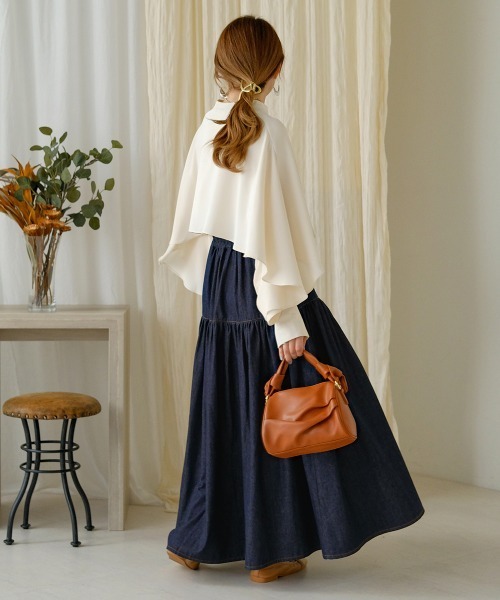 Bab（バブ）の「デニムティアードボリュームスカート（デニムスカート・レディース・ブラック/ブルー・M）」の18枚目の写真