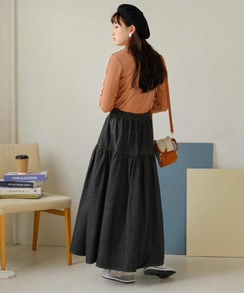 Bab（バブ）の「デニムティアードボリュームスカート（デニムスカート・レディース・ブラック/ブルー・M）」の19枚目の写真