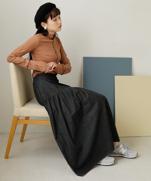 Bab（バブ）の「デニムティアードボリュームスカート（デニムスカート・レディース・ブラック/ブルー・M）」の10枚目の写真