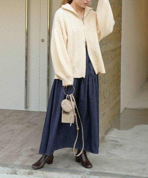 Bab（バブ）の「デニムティアードボリュームスカート（デニムスカート・レディース・ブラック/ブルー・M）」の21枚目の写真