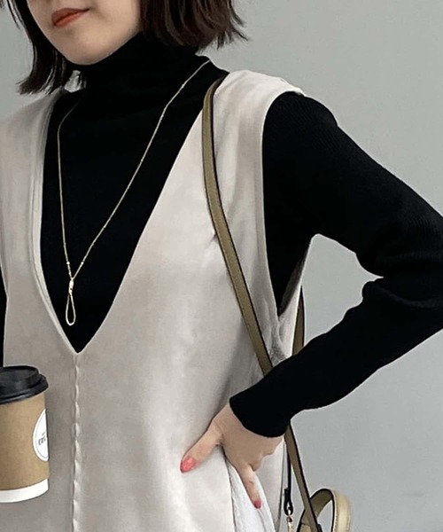 un dix cors（アンディコール）の「リブタートルニット（ニット/セーター・レディース・オフホワイト/グレー/ブラック・FREE）」の3枚目の写真