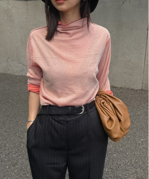 Ameri(アメリ)の「REVERSIBLE SHEER KNIT TOP(Tシャツ/カットソー・レディース・ブラック/グレー/ブルー/コーラル・FREE)」の4枚目の写真