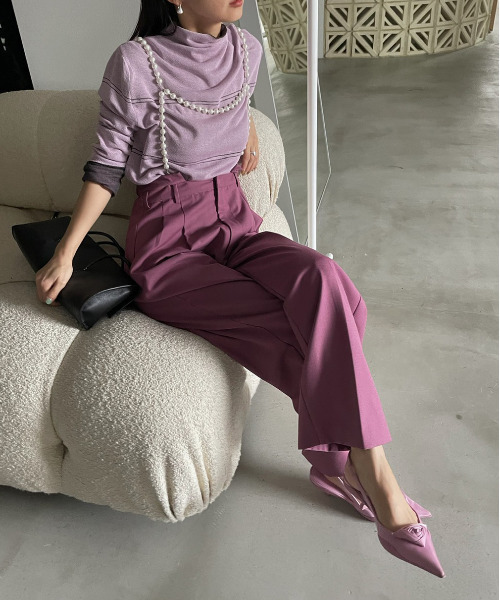 Ameri(アメリ)の「REVERSIBLE SHEER KNIT TOP(Tシャツ/カットソー・レディース・ブラック/グレー/ブルー/コーラル・FREE)」の15枚目の写真