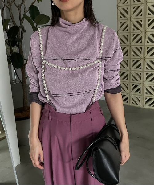 Ameri(アメリ)の「REVERSIBLE SHEER KNIT TOP(Tシャツ/カットソー・レディース・ブラック/グレー/ブルー/コーラル・FREE)」の18枚目の写真