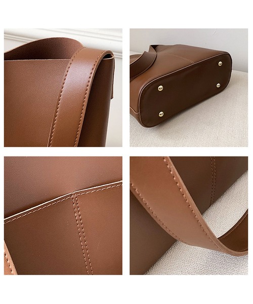 florist（フローリスト）の「【ポーチ付き】縦型バケツシルエットのレザーショルダーバッグ（トートバッグ・レディース・ブラック/モカ/ベージュ/キャメル・FREE）」の12枚目の写真