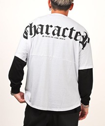 バックロゴ半袖BIGTシャツ×無地ロンTアンサンブル