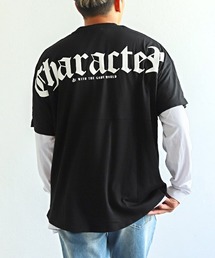 バックロゴ半袖BIGTシャツ×無地ロンTアンサンブル