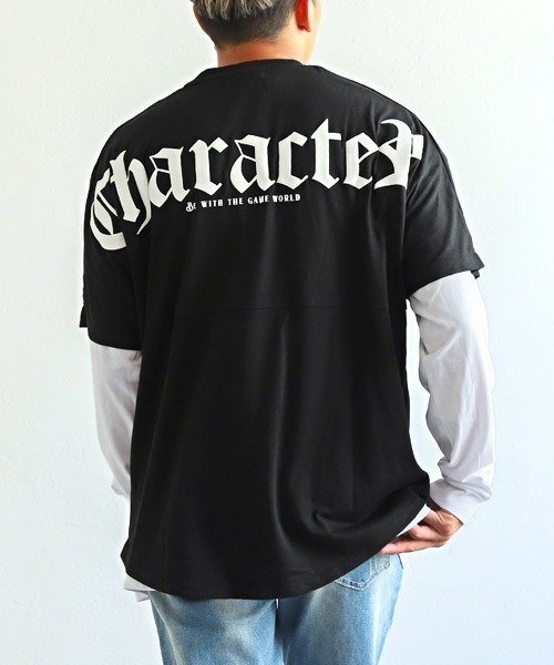 LUXSTYLE（ラグスタイル）の「バックロゴ半袖BIGTシャツ×無地ロンTアンサンブル（アンサンブル・メンズ・ホワイト×ブラック/ブラック×ホワイト・L/M）」の2枚目の写真