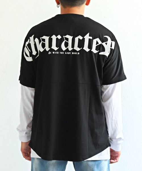 LUXSTYLE（ラグスタイル）の「バックロゴ半袖BIGTシャツ×無地ロンTアンサンブル（アンサンブル・メンズ・ホワイト×ブラック/ブラック×ホワイト・L/M）」の3枚目の写真