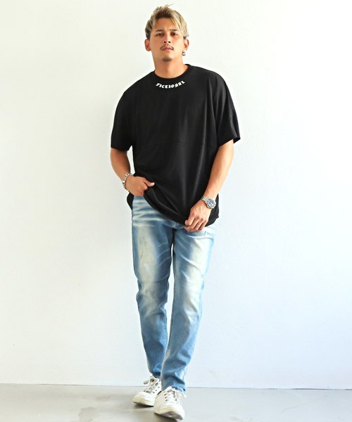 LUXSTYLE（ラグスタイル）の「バックロゴ半袖BIGTシャツ×無地ロンTアンサンブル（アンサンブル・メンズ・ホワイト×ブラック/ブラック×ホワイト・L/M）」の6枚目の写真