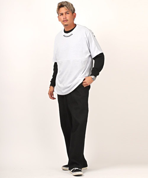 LUXSTYLE（ラグスタイル）の「バックロゴ半袖BIGTシャツ×無地ロンTアンサンブル（アンサンブル・メンズ・ホワイト×ブラック/ブラック×ホワイト・L/M）」の7枚目の写真
