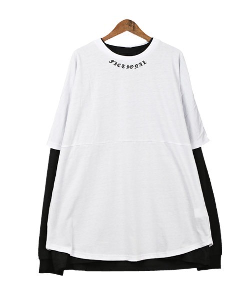LUXSTYLE（ラグスタイル）の「バックロゴ半袖BIGTシャツ×無地ロンTアンサンブル（アンサンブル・メンズ・ホワイト×ブラック/ブラック×ホワイト・L/M）」の10枚目の写真