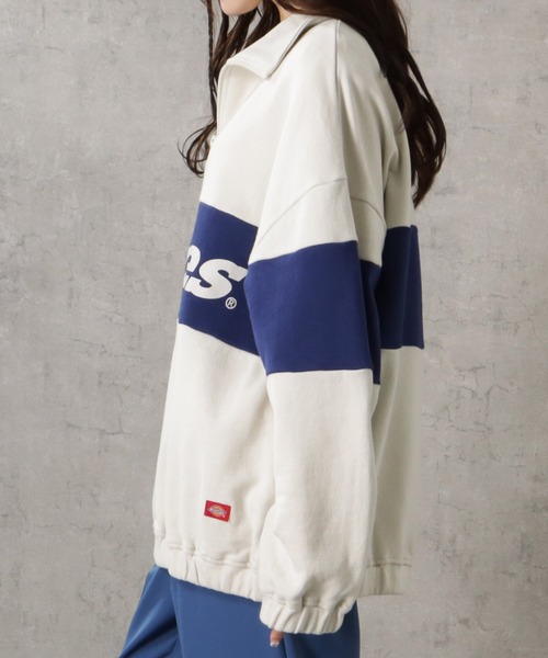 Dickies(ディッキーズ)の「Dickies ディッキーズ 裏毛ハーフジップスウェット(スウェット・レディース・アイボリー/グリーン/グレー/ブラック×グレー・フリー)」の6枚目の写真