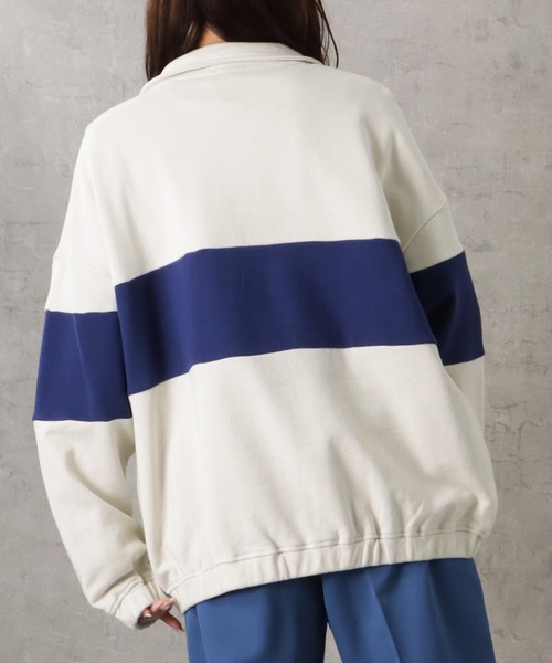 Dickies(ディッキーズ)の「Dickies ディッキーズ 裏毛ハーフジップスウェット(スウェット・レディース・アイボリー/グリーン/グレー/ブラック×グレー・フリー)」の7枚目の写真